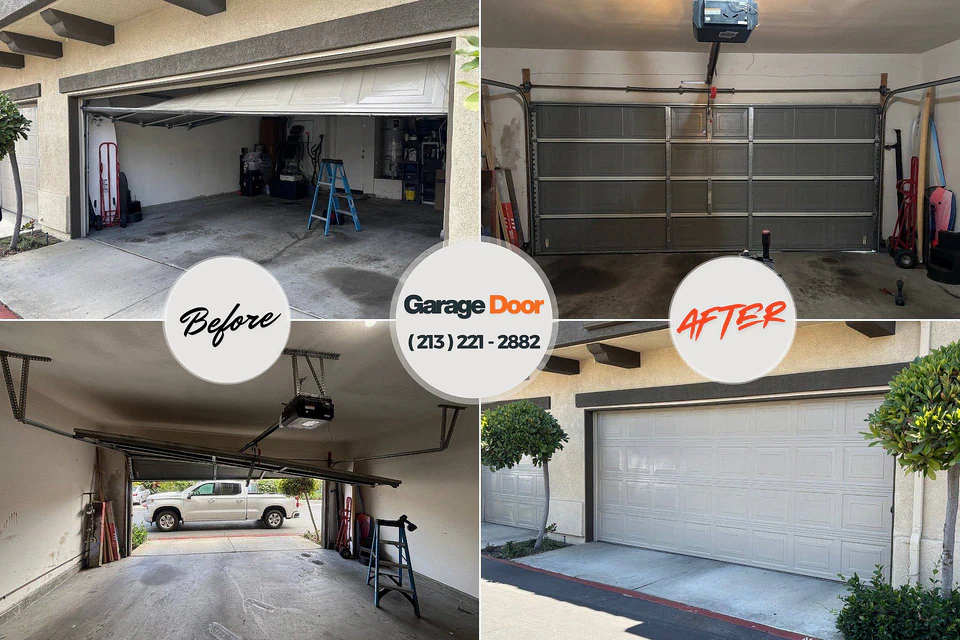 Before and after: garage door repair Plymouth, MI